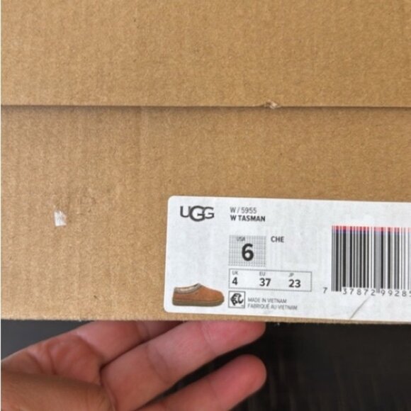 UGG Chestnut Suede Slip-Ons with Woven Detail - Picture 4 of 4